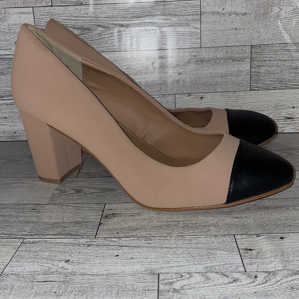 Torrid Nude and Black Block Heel Pumps